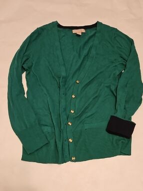 Banana Republic Emerald Green V-Neck Button Cardigan